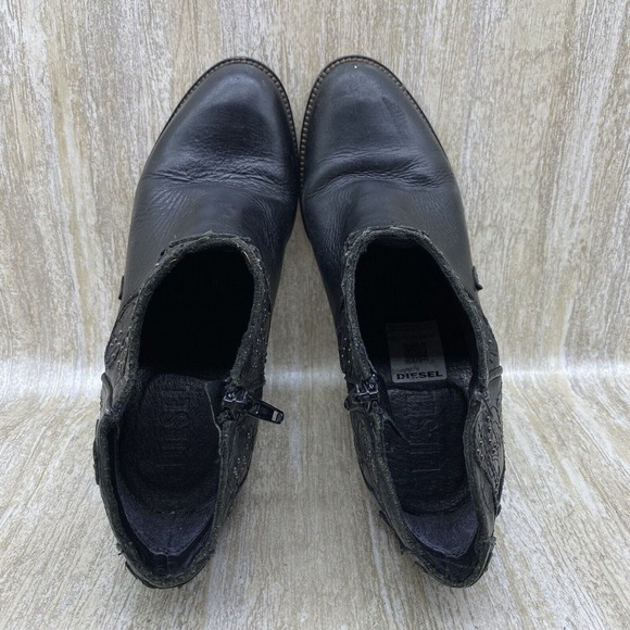 Diesel Womens Guadalupy Ankle‎ Boots Womens US 6 Black Leather Booties EU 36 - Picture 7 of 11